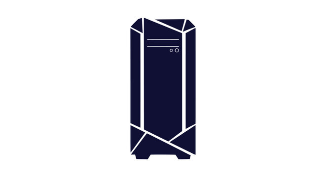 Modern Geometric Desktop Computer Case Vector Illustration Icon Isolated on a Clear White Background