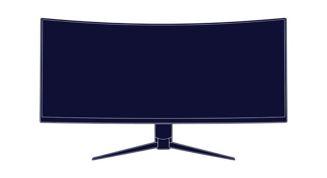 Minimalist Ultrawide Curved Computer Monitor Illustration for Gaming Setup and Digital Workspace Icon