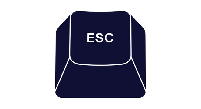 Minimalist Dark Blue Escape Keycap Icon for Computer Keyboard Interface and Digital Shortcuts Design
