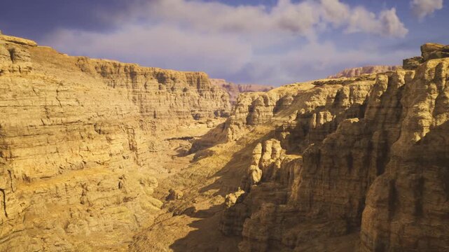 Exposed erosion patterns across sandstone cliffs showing layered strata and weathered textures and fluted walls, strong shadow contrast revealing grain