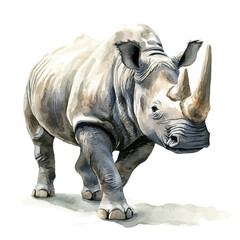 watercolor vector of Rhinoceros , isolated on a white background. © zentrix