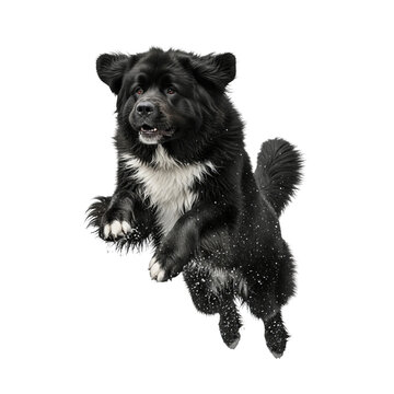 Adorable Black Dog Species, Breeds, and Cute Canine Companions Captured in a Dynamic Mid-Air Jump, Evoking Joyful Energy and Playfulness
