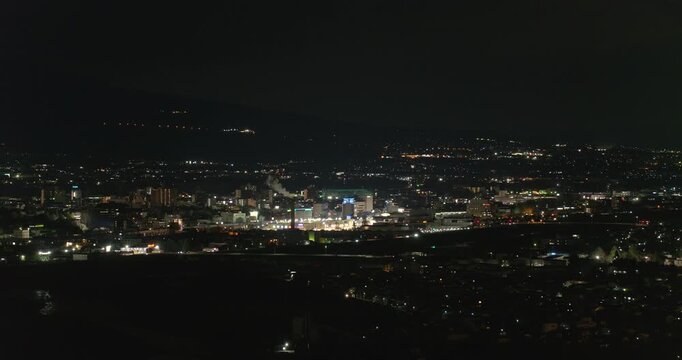 長野県上田市の市街地 夜景 固定撮影