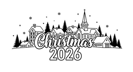Fototapeta premium Christmas 2026 Winter Village Illustration