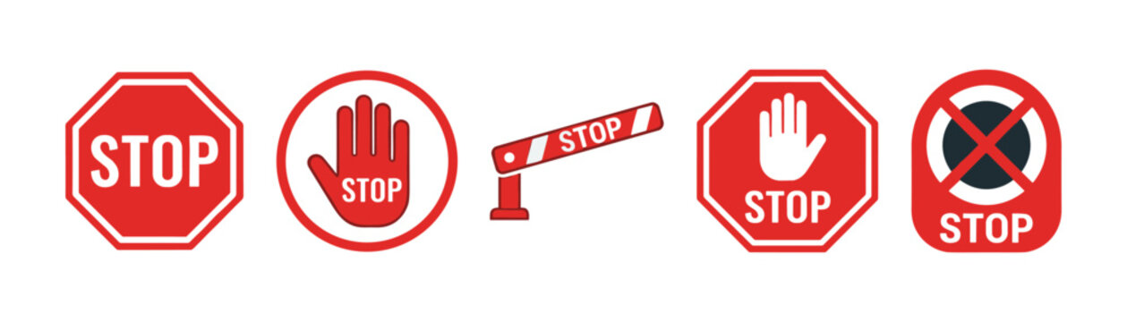 Stop Signs and Symbols Vector Set