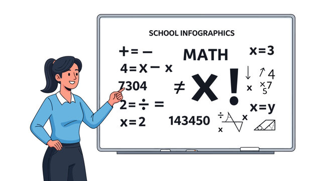 Teacher explaining math on whiteboard.