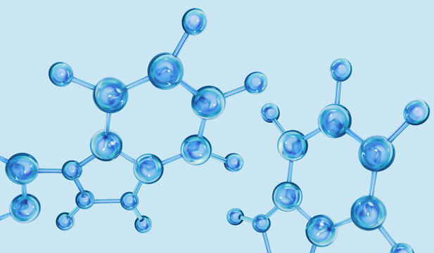 Glass molecules illustrating health and science concepts