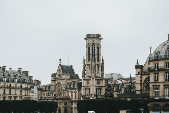 Historic architecture in central Paris cityscape