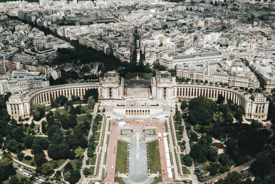 Aerial view of Paris urban landscape with architecture