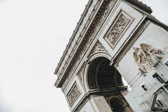 Iconic architecture of the Arc de Triomphe in Paris