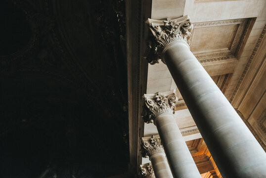 Classic architectural columns in Paris monument