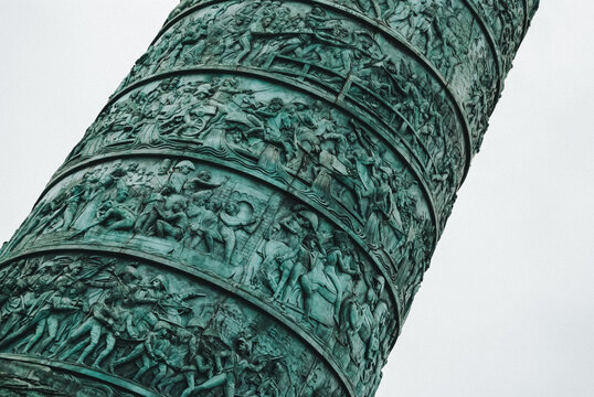 Intricate details of a Parisian monument in close-up