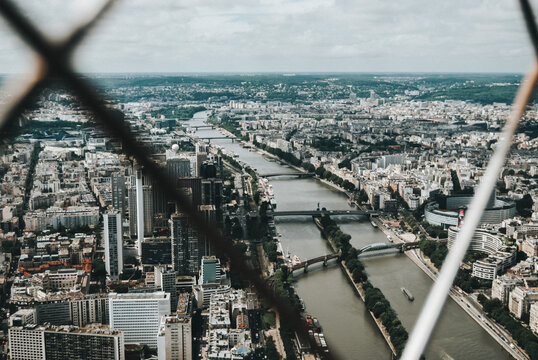Panoramic view of Paris with River Seine and architecture