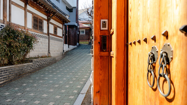 Scenic view of Bukchon Hanok Village in Seoul, South Korea