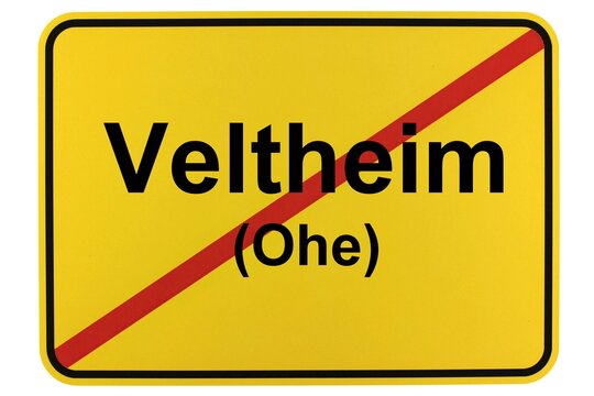 Illustration eines Ortsschildes der Gemeinde Veltheim in Niedersachsen	