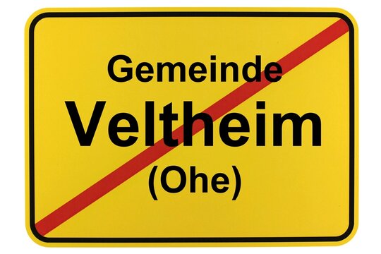 Illustration eines Ortsschildes der Gemeinde Veltheim in Niedersachsen	