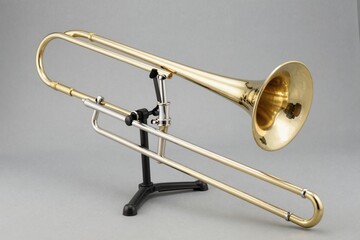 Obraz premium Elegant Brass Trombone on Music Stand