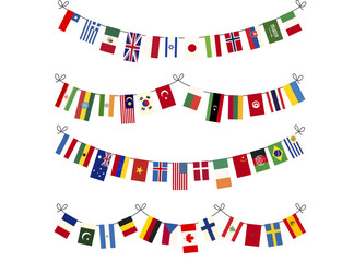 Colorful Bunting Flag Garland Decoration with World Nations  © Yann