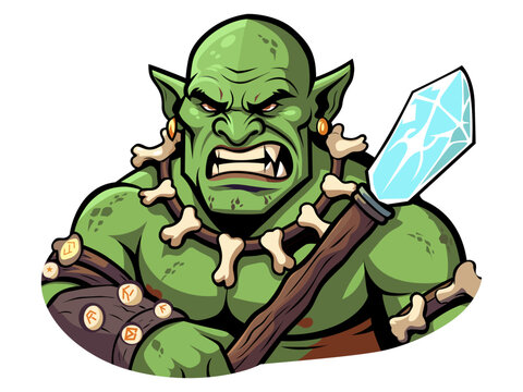 Orc Shaman Fantasy Character Gaming Mascot Vector