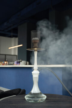 Elegant hookah setup in a modern bar setting