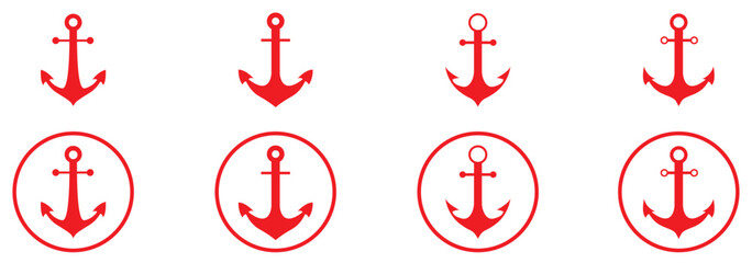 Anchors nautical set with various rope designs and styles featuring design, maritime, ship with boat and sailing elements for vector, illustration © KHOMA