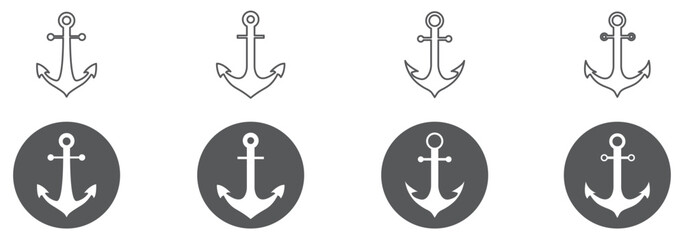 Anchors nautical set with various rope designs and styles featuring design, maritime, ship with boat and sailing elements for vector, illustration © KHOMA