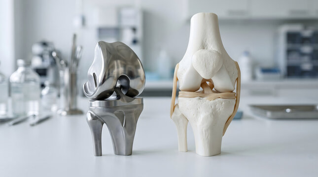 Knee replacement implant and anatomical joint model in lab