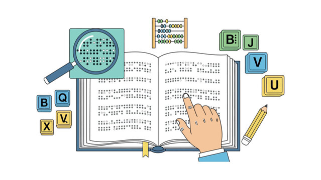 Hand studying a large book.