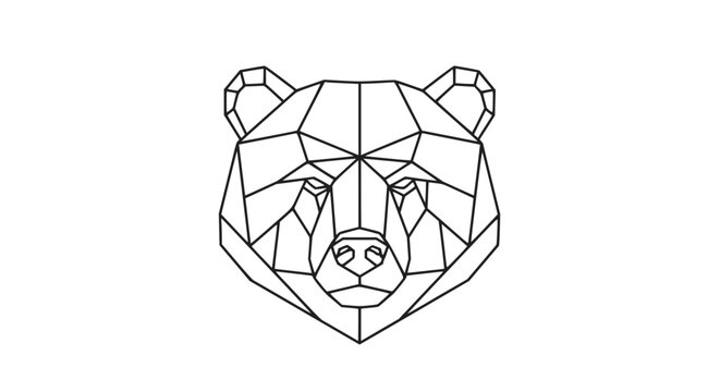 Geometric Bear Head Line Art Illustration