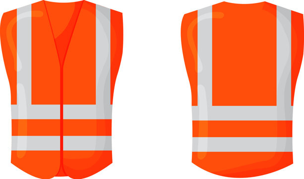 Reflective safety vest for people isolated front and back for promotion on the white background.
