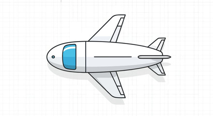 Modern Airplane Top View Cartoon Style Vector Illustration © gaola
