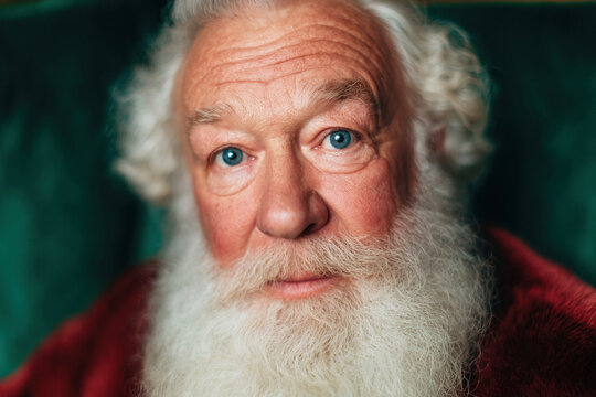 Close-up portrait of Santa Claus with warm festive mood