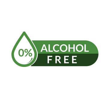 Green and white alcohol free label with 0 percent and green drop