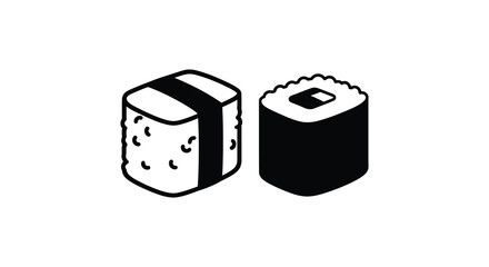 Two sushi pieces black silhouette high quality professional © momotaj