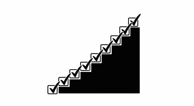 Checkmarks on steps indicating progress and completion of a task or goal.