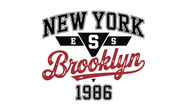 New York Brooklyn Athletic Vector Badge with Vintage 1986 Typography for T-shirt Design