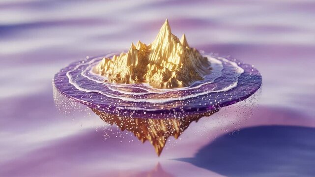 Floating golden mountain island