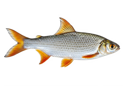 Gray trout fish swimming in water isolated on transparent background