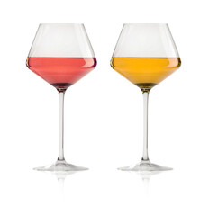 Obraz premium Rose and white wine in glasses on transparent background
