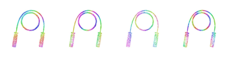 Multicolored sketch jump rope icon design set © David Zydd