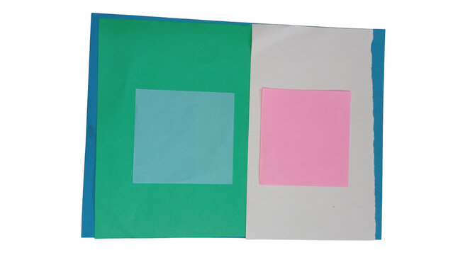 Colorful abstract geometric shapes with green, pink and white colors
