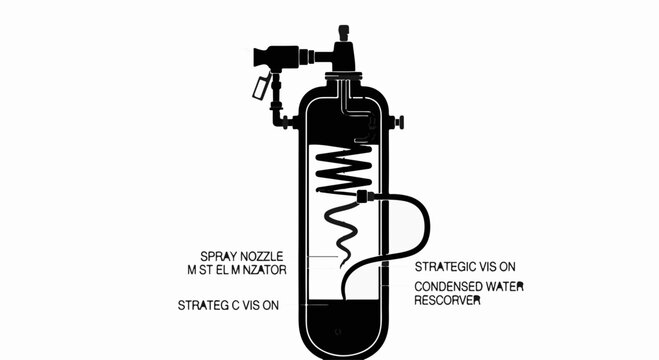Industrial mist eliminator system with spray nozzle and water reservoir