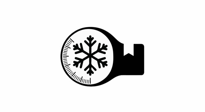 Stylized snowflake symbol on a temperature gauge, representing cold and climate control.