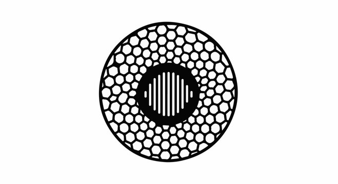 Abstract circular pattern with geometric honeycomb and striped inner circle