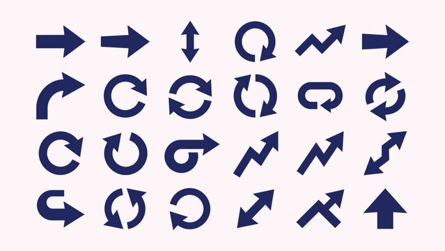 Arrow icon collection featuring reload cycle refresh up down and directional navigation.