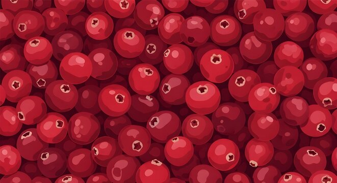 close-up top view of fresh ripe red cranberries in vibrant harvest texture background for thanksgiving holiday food