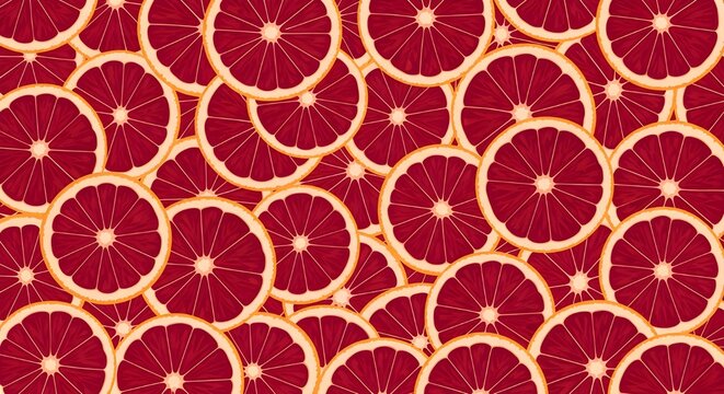 seamless red halved grapefruit pattern texture background for fresh citrus summer food design and healthy lifestyle
