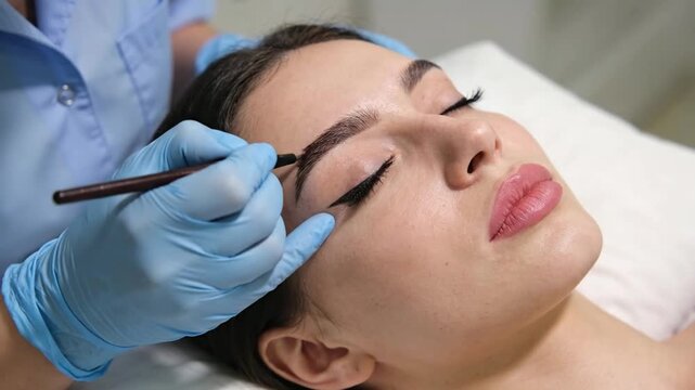 Professional Eyebrow Microblading Treatment in Beauty Salon