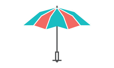 Obraz premium Stylized umbrella illustration for beach or resort theme vector graphic set design.