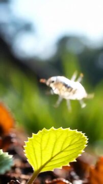 Open Venus flytrap leaf revealing a dry transparent insect exoskeleton